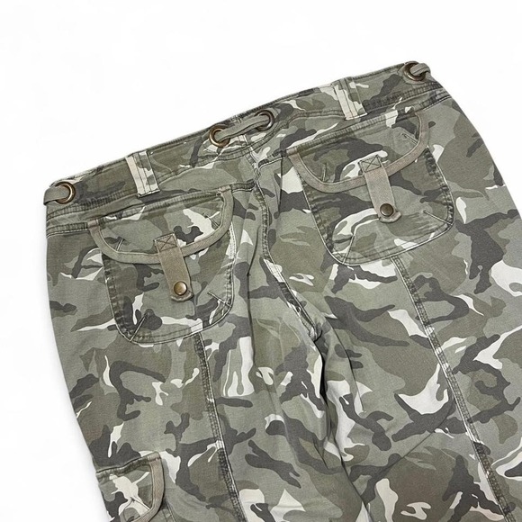 LEI Vintage Y2K Camo Cargo Wide Leg Pants Size XL 36x30 Green Mid Rise Military - Picture 4 of 6
